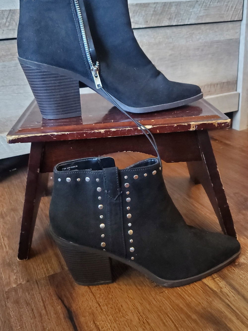 a.n.a. Black Suede Studded Ankle Boots